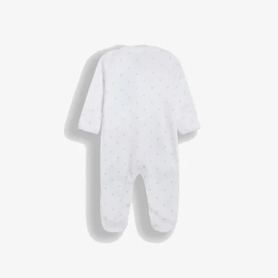 Marks & Spencer JoJo Maman Bébé Pure Cotton Flower Pot Appliqué Sleepsuit (Newborn - 12 Mths) White Mix
