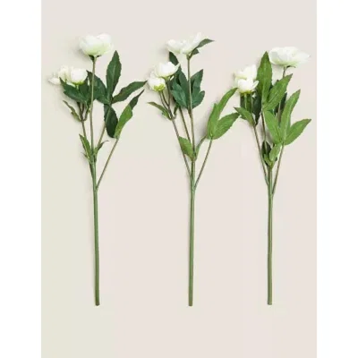 Marks & Spencer M&S Set of 3 Artificial Hellebore Single Stems - White Mix, White Mix