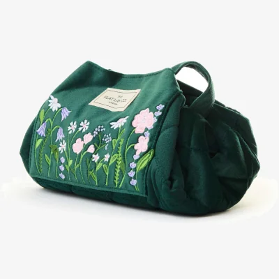 Marks & Spencer The Flat Lay Co. Drawstring Flat Lay Makeup Bag - Wildflowers Embroidered Velvet