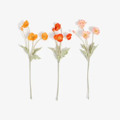 Marks & Spencer M&S Collection Set of 3 Artificial Poppy Stems - Multi, Multi