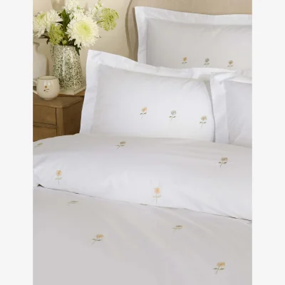 Marks & Spencer Sophie Allport 2 Pack Pure Cotton Embroidered Sunflowers Oxford Pillowcases White