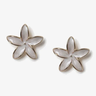 Marks & Spencer M&S White Enamel Flower Stud Earrings White