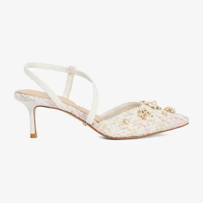 Marks & Spencer Dune London Bouclé Flower Embellished Slingback Shoes Multi