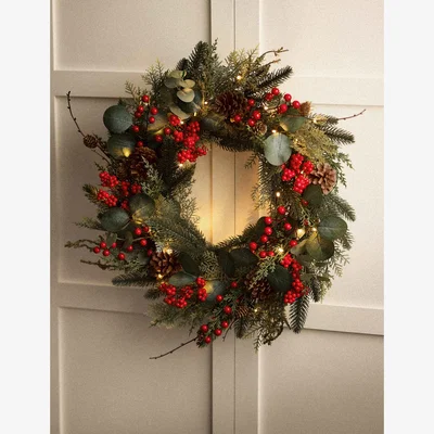 Marks & Spencer M&S Light Up Red Berry Wreath Green Mix