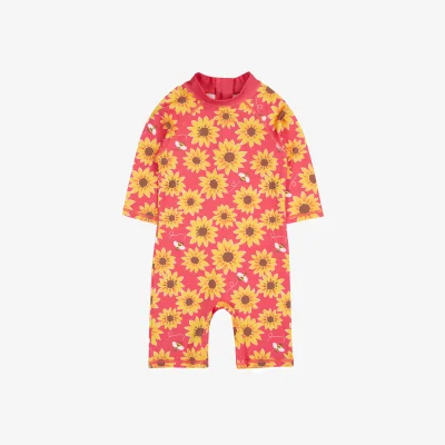 Marks & Spencer Frugi Sunflower Print Swim All In One (0-4 Yrs) Pink
