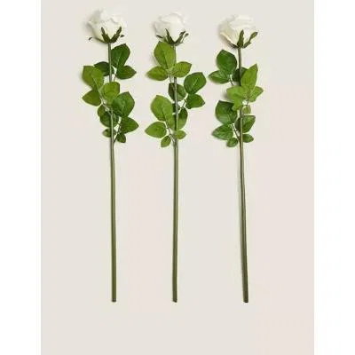Marks & Spencer M&S Set of 3 Artificial Rose Stems - White Mix, White Mix