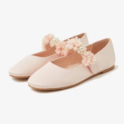 Marks & Spencer Monsoon Kids' Pearl Flower Ballerina Shoes (7 Small-4 Large) Pink