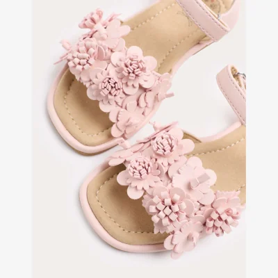 Marks & Spencer M&S Kids Flower Strap Sandals (4 Small-2 Large) Pink
