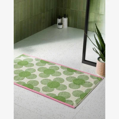 Marks & Spencer Orla Kiely Pure Cotton Sunflower Bath Mat Green Mix