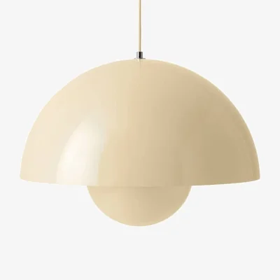 Made in Design Flowerpot Big VP2 Pendant metal beige / Ø 50 cm - By Verner Panton, 1968 - &tradition