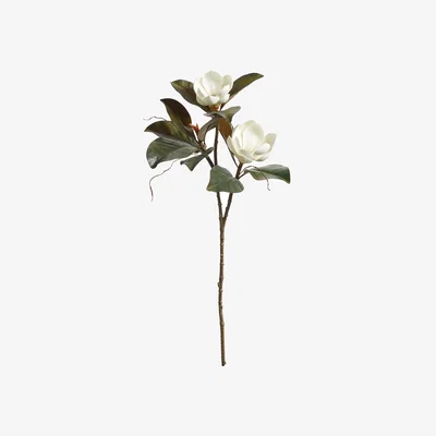 OKA OKA, Faux Magnolia Grandiflora Branch - White, Faux Flower Stem