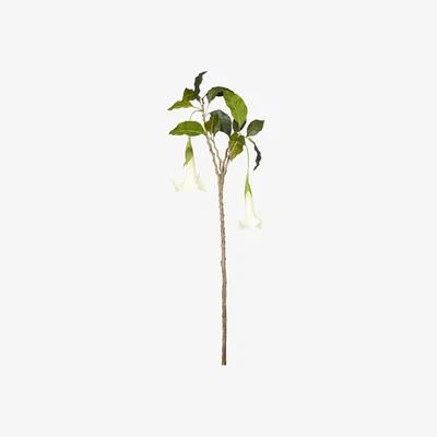 OKA OKA, Faux Datura Branch - Cream, Floral Stems, Fabric/Plastic