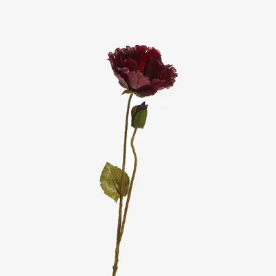 OKA OKA, Faux Poppy Stem - Burgundy, Faux Flower Stem