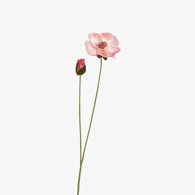 OKA OKA, Faux Poppy Stem - Pink, Faux Flower Stem