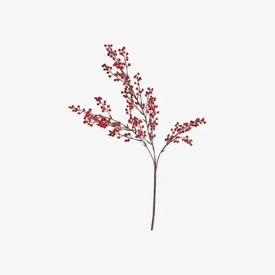 OKA OKA, Faux Red Berry Branch - Crimson, Floral Stems, Plastic