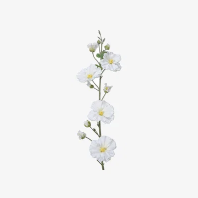 OKA OKA, Faux Hollyhock Stem - Cream, Floral Stems, Fabric/Plastic