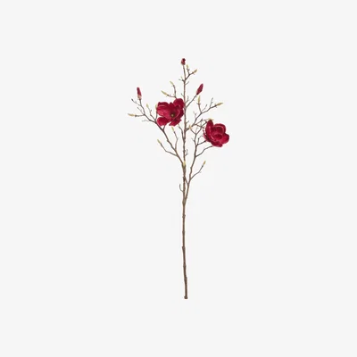 OKA OKA, Faux Magnolia Bud Branch - Deep Purple, Floral Stems, Iron/Plastic