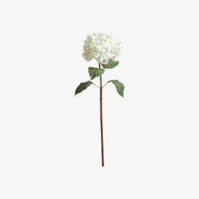 OKA OKA, Mophead Hydrangea Stem - White, Faux Flower Stem