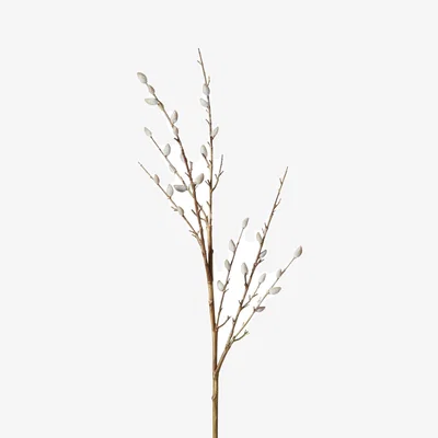 OKA OKA, Faux Pussy Willow Branch - Grey, Faux Flower Branch