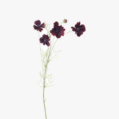 OKA OKA, Faux Cosmos Stem - Deep Purple, Floral Stems, Fabric/Plastic