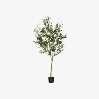 OKA OKA, Faux Large Potted Olive Tree - Black, Potted Trees, Fabric/Plastic
