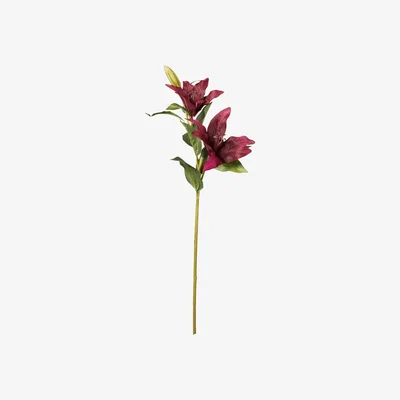 OKA OKA, Faux Burgundy Lily Stem - Dark Purple, Floral Stems, Fabric/Plastic