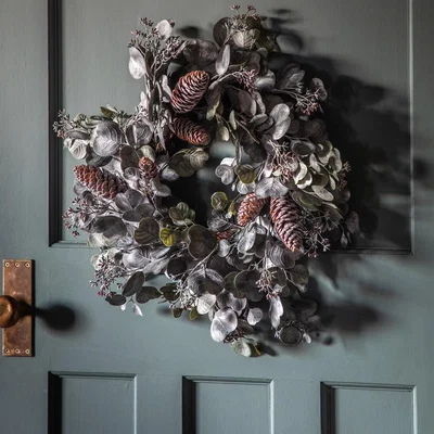 Olivia's Gallery Interiors Seeded Eucalyptus Wreath with Cones