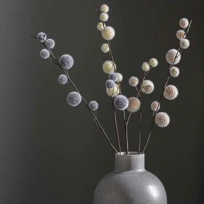 Olivia's Gallery Direct Set of 6 Pale Grey Pom Pom Spray | Outlet