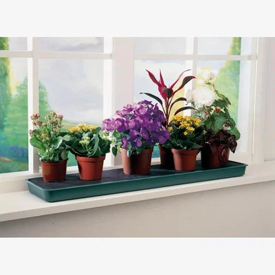 Downtown Garland Self Watering Windowsill Plant Tray In Green