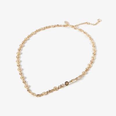 Oliver Bonas Linda Textured Mini Flowers Gold Tone Chain Necklace