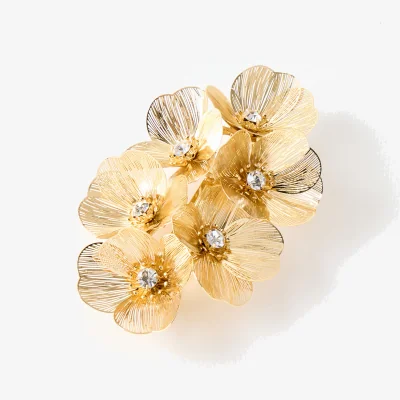 Oliver Bonas Kimberly Fine Gold Metal Flowers Hair Barrette Clip