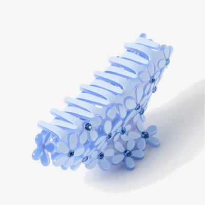 Oliver Bonas Floria Blue Flowers & Stone Claw Clip