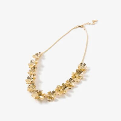 Oliver Bonas June Gold Tone Cast Flowers Collar Necklace