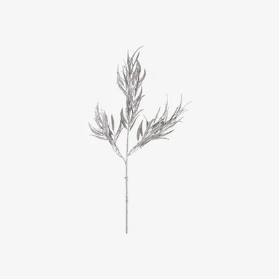 Perch and Parrow Pinnate Leaf Spray in Silver with Glitter - Pack of 5