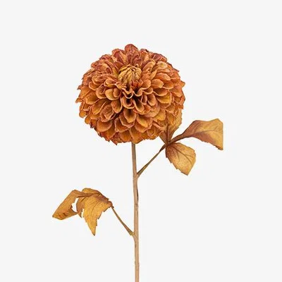 Perch and Parrow Faux Burnt Orange Dahlia Stem, Set of 6