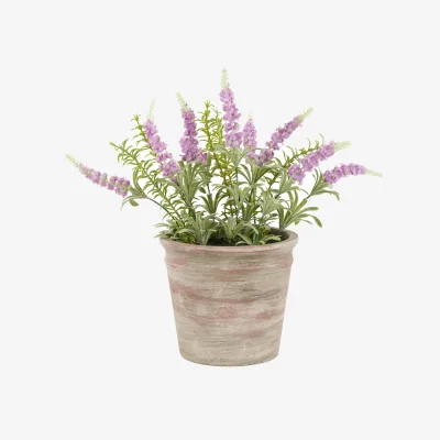 Perch and Parrow Faux Lilac Lavender in Rustic Pot