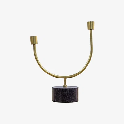 Perch and Parrow Lumiere Candlestick in Gold Set of Two