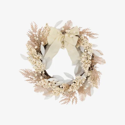 Perch and Parrow Winter Frost Cream Berry Wreath