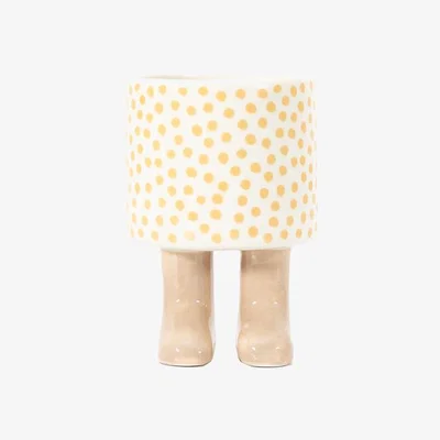 Perch and Parrow Tootsie Polka Dot Pot in White - Medium
