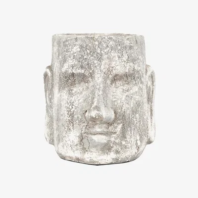 Perch and Parrow Colin Head Planter in Antique White - Small
