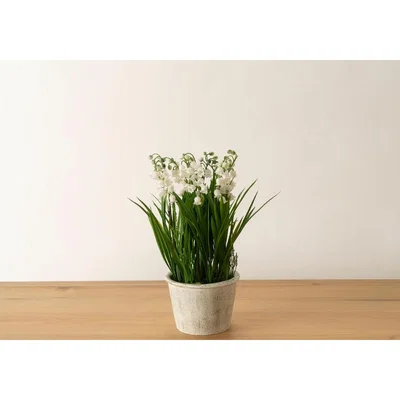 Perch and Parrow Faux Potted Lily of the Valley, Large
