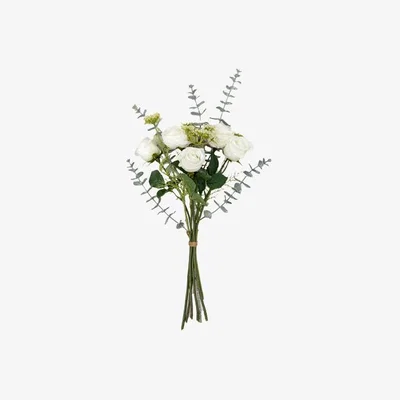 Perch and Parrow Rosey Posy Faux Bouquet in White - Small