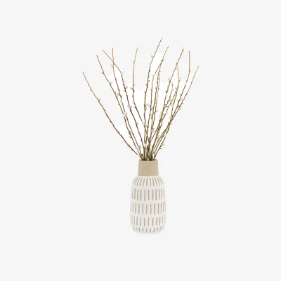 Perch and Parrow Faux Willow Stems in Vase
