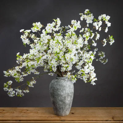 The Range Cherry Blossom Spray Faux Botanical Nature Inspired - Burgundy