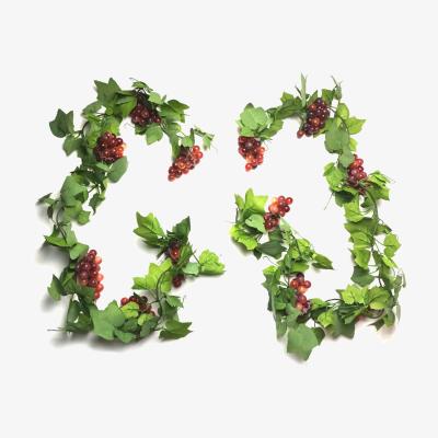 The Range Set of 2 Artificial Red Grape Vine Garland Decorations - Red and Green