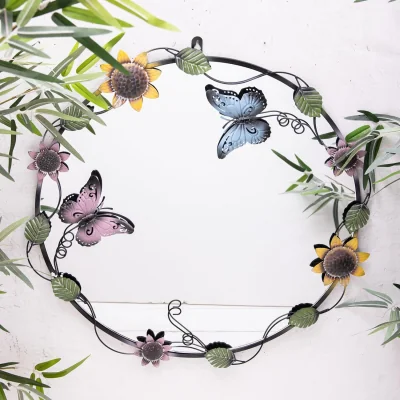 The Range Metal Flower Butterfly¿Round Wall Mirror