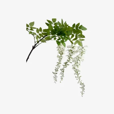 The Range Large White Wisteria Spray Artificial Flower Stem - Burgundy