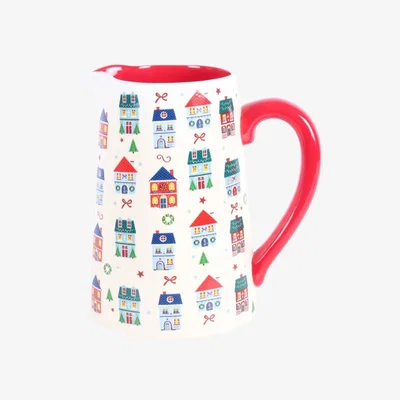 The Range Christmas Street Print Flower Jug - Red