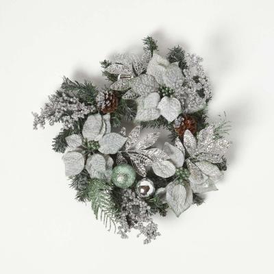 The Range Homescapes Mint Green  Silver Christmas Wreath - Mint and Silver