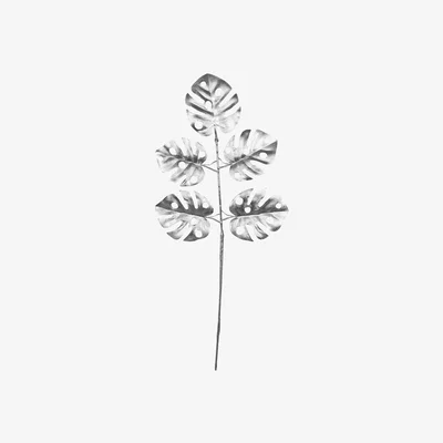 The Range Monstera Leaf Spray H62 cm - Metallic Silver